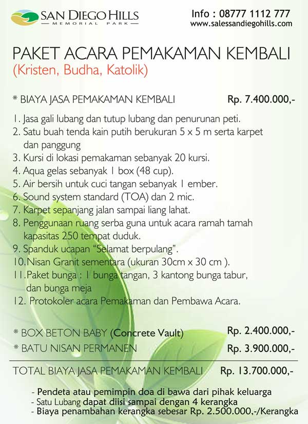 Biaya (harga) pemindahan makam di san diego hills Kristen, budha dan Katolik